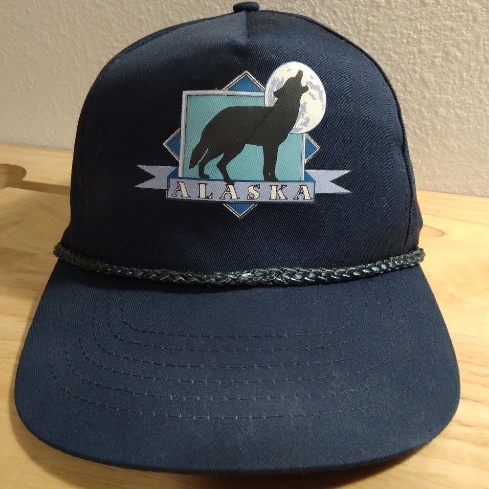 Vintage Alaska Howling Wolf Logo Rope Snap Back Hat